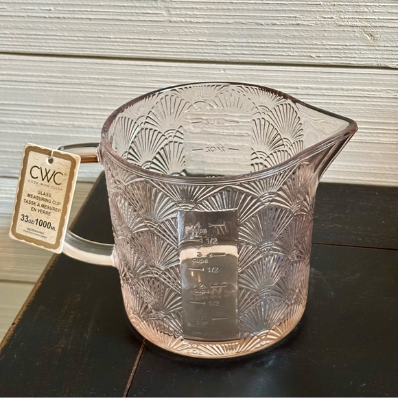 CWC Glass Measuring Cup 33oz ~ 4 Cups PINK Seashell Design NEW Microwaveable - Picture 15 of 15